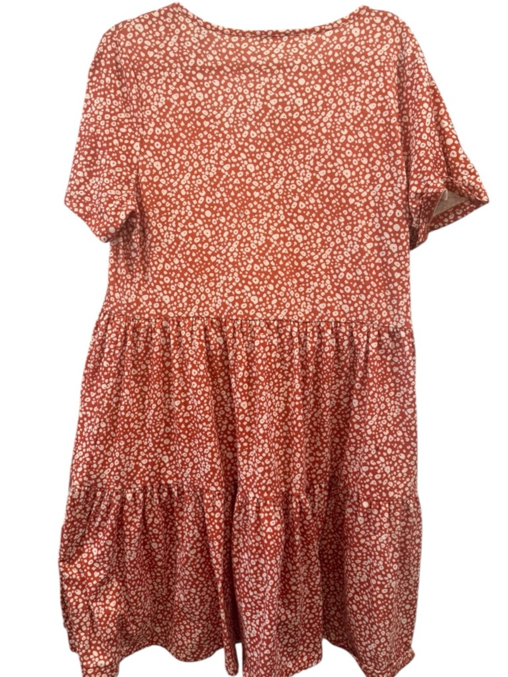 Arolina Women’s Tiered Short Sleeve Mini Dress Red/White Dots Size Large